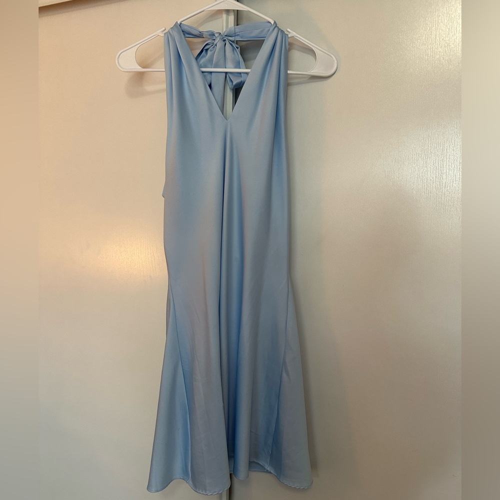 Light Blue Women's Halter Dress